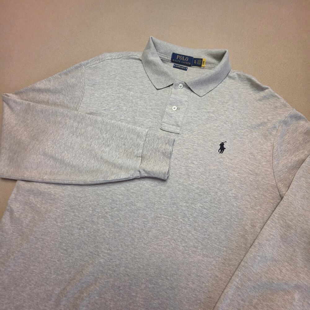 Polo Ralph Lauren Long-Sleeve Mesh Cotton Polo Shirt Custom Slim Fit Sz XL